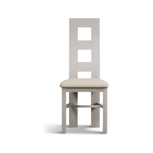 Painted Soft White Flow Back Dining Chairs with Linen Seat Pad Dining Chairs Painted