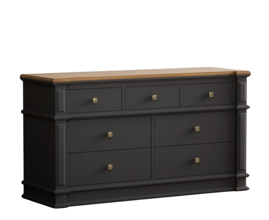 Bewley Oak and Charcoal Grey Painted Wide Chest Of Drawers