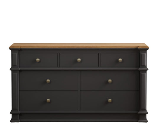 Bewley Oak and Charcoal Grey Painted Wide Chest Of Drawers