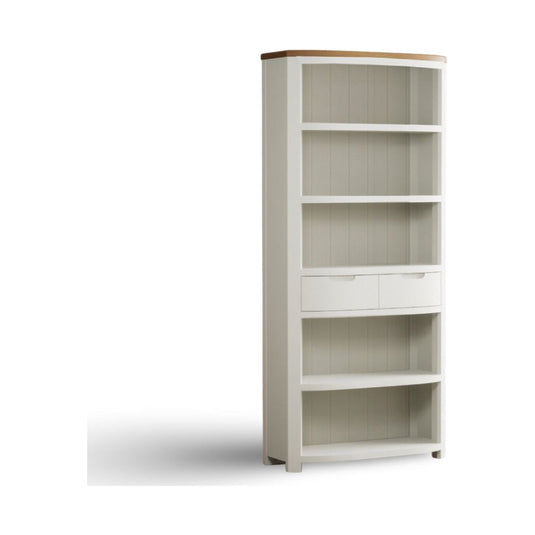 Brahms Oak and Signal White Painted Tall Bookcase