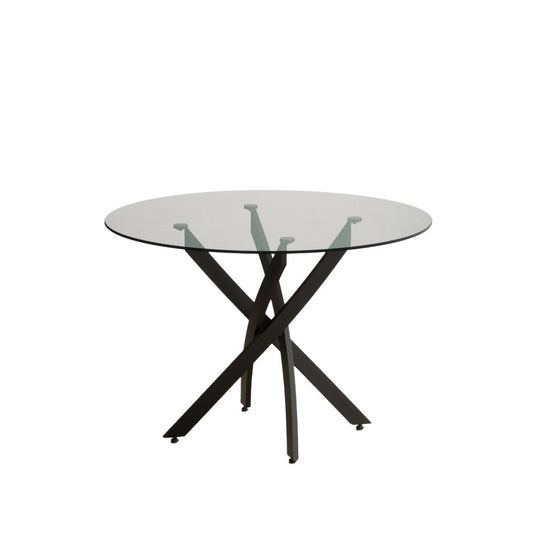 Bernini 110cm Black Leg Glass Dining Table