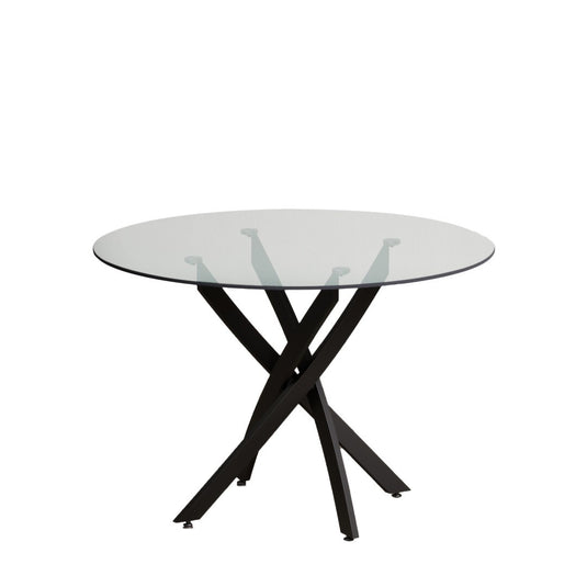 Bernini 110cm Black Leg Glass Dining Table