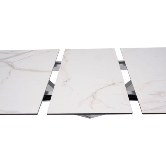 Extending Boston 180cm White Ceramic Dining Table with White Leg