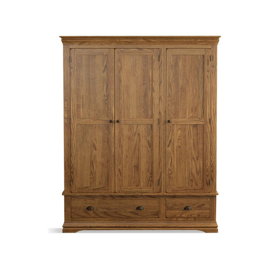 Hulbury Rustic Solid Oak Triple Wardrobe