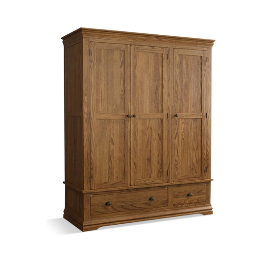 Hulbury Rustic Solid Oak Triple Wardrobe