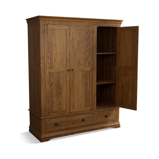 Hulbury Rustic Solid Oak Triple Wardrobe
