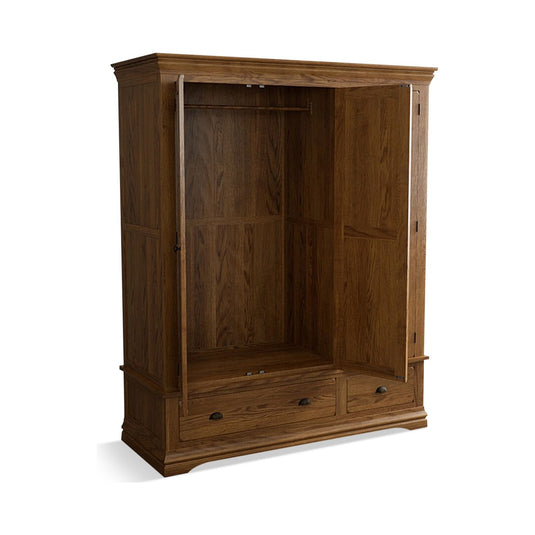 Hulbury Rustic Solid Oak Triple Wardrobe