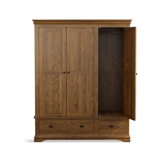 Hulbury Rustic Solid Oak Triple Wardrobe