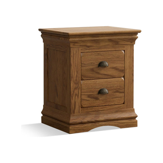 Hulbury Rustic Solid Oak 2 Drawer Bedside Table