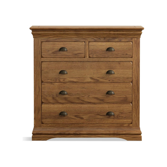 Hulbury Rustic Solid Oak 2 Over 3 Chest of Drawers