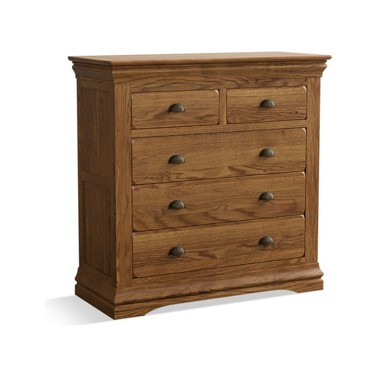 Hulbury Rustic Solid Oak 2 Over 3 Chest of Drawers