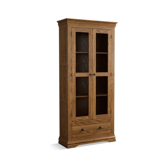 Hulbury Rustic Solid Oak Display Cabinet