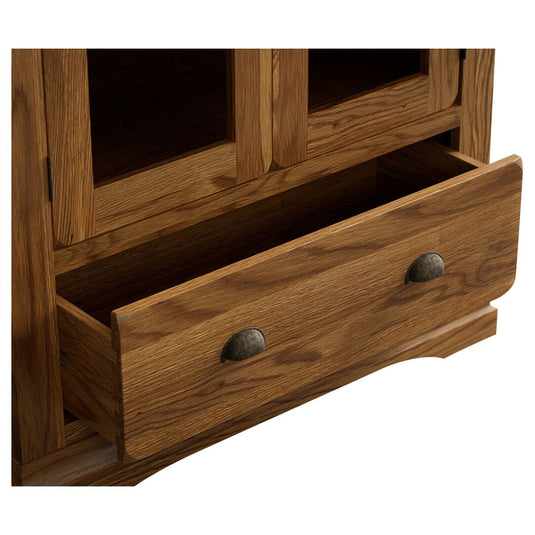 Hulbury Rustic Solid Oak Display Cabinet