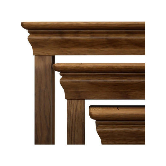 Hulbury Rustic Solid Oak Nest of Tables