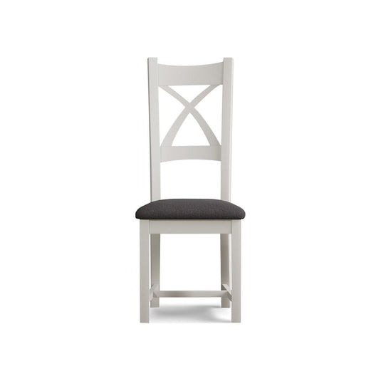 Crossley Signal White X Back Chair with Charcoal Grey Fabric Seat Pad (Pair) Dining Chair Crossley