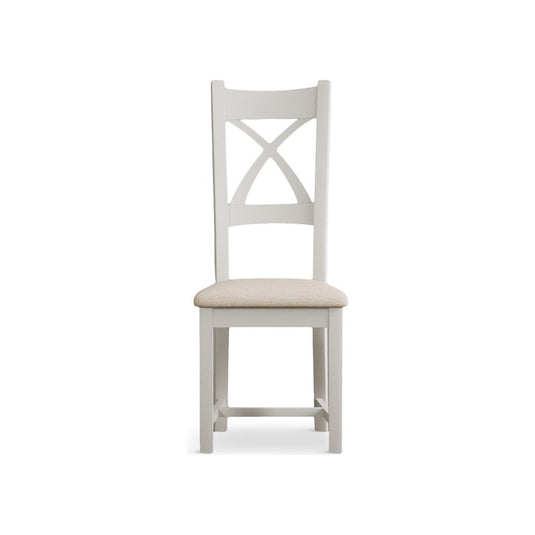 Crossley Signal White X Back Chair with Linen Fabric Seat Pad (Pair) Dining Chair Crossley
