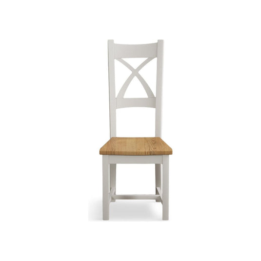 Crossley Signal White X Back Chair with Oak Seat Pad (Pair) Dining Chair Crossley