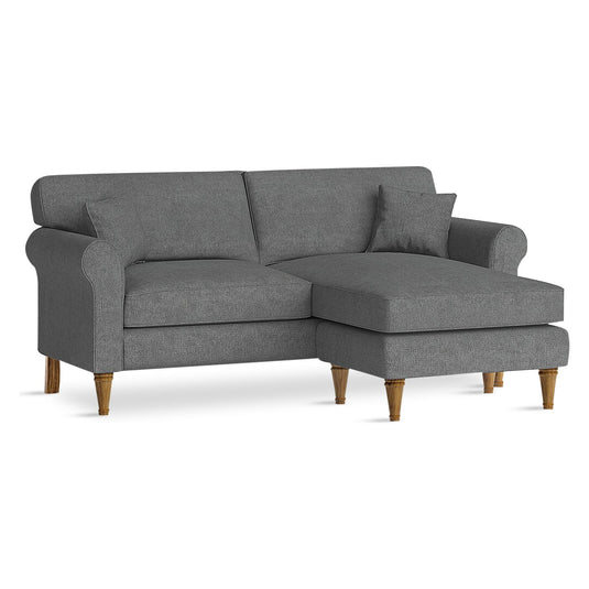 Devonshire Charcoal Grey Fabric Right Hand Facing Chaise Corner Sofa