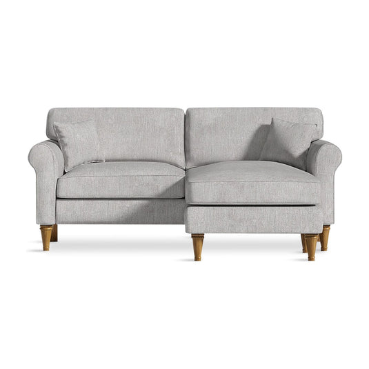 Devonshire Light Grey Fabric Right Hand Facing Chaise Corner Sofa
