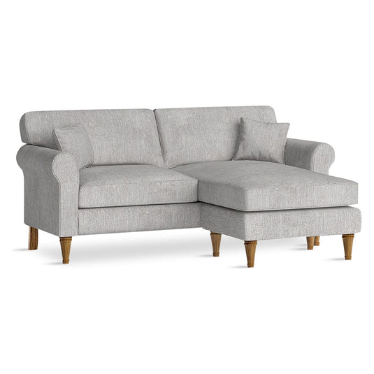 Devonshire Light Grey Fabric Right Hand Facing Chaise Corner Sofa