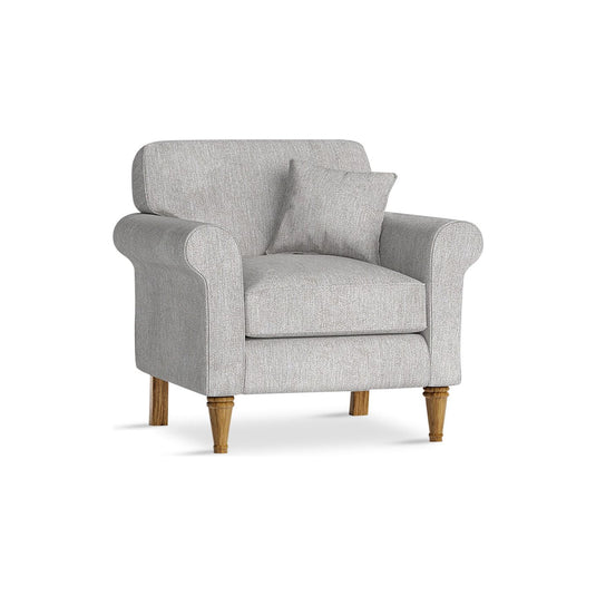 Devonshire Light Grey Fabric Armchair