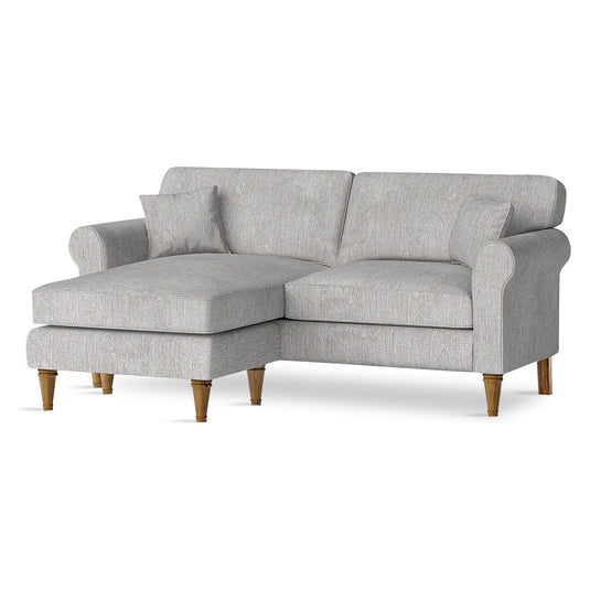 Devonshire Light Grey Fabric Left Hand Facing Chaise Corner Sofa