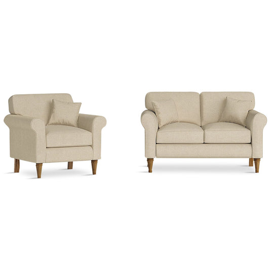 Devonshire Cream Fabric Three Seater Sofa