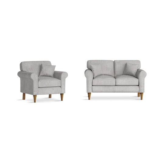 Devonshire Light Grey Fabric Two Seater Sofa