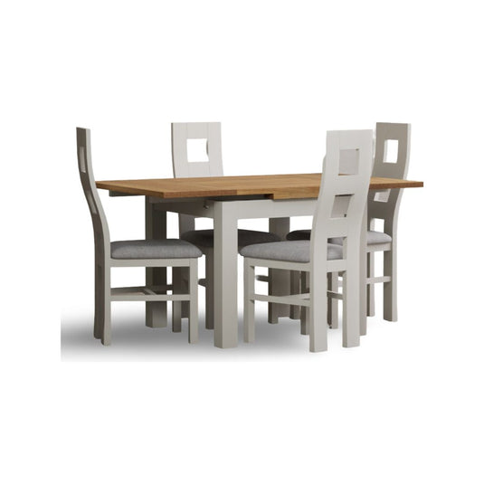 Extending Romney 90cm Oak and Signal White Painted Dining Table with Signal White Flow Back Chairs