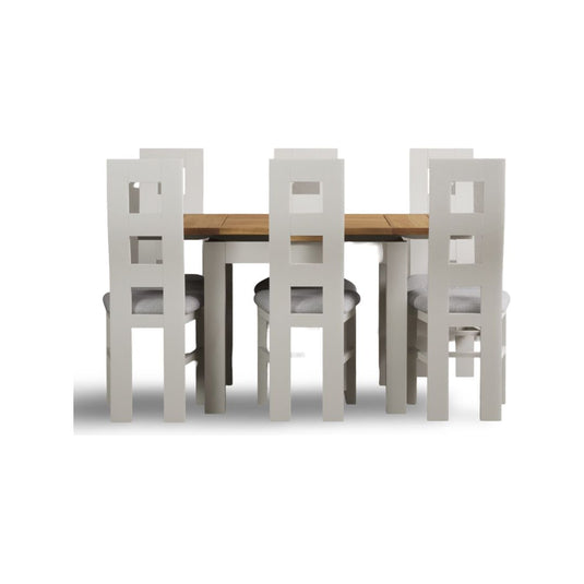 Extending Romney 90cm Oak and Signal White Painted Dining Table with Signal White Flow Back Chairs