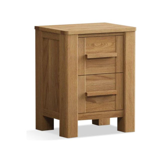 Solid Oak 2 Drawer Bedside Chest