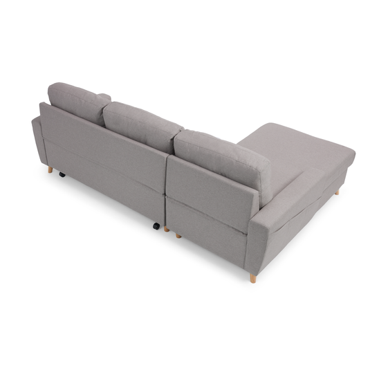 Fiordoro Left Facing Chaise Sofa Bed in Grey Linen