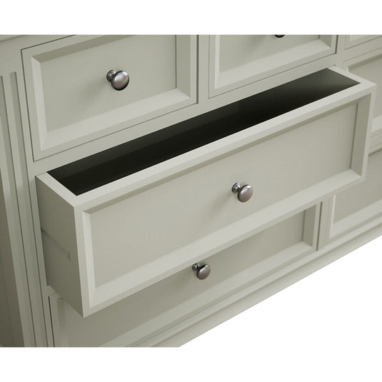 Phillipe Oak and Soft Green Painted Wide Chest Of Drawers