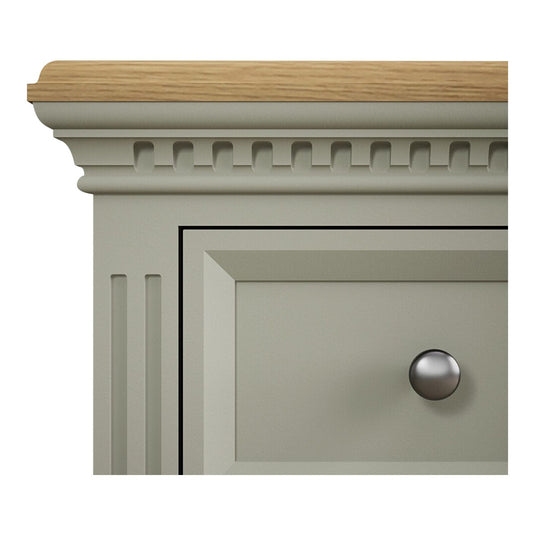 Phillipe Oak and Soft Green Painted Wide Chest Of Drawers