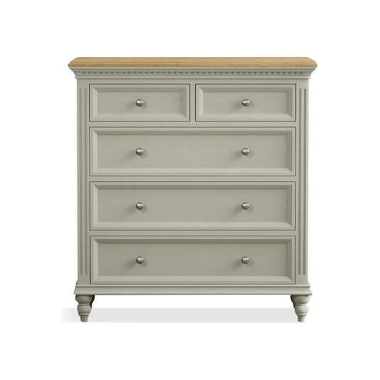 Phillipe Oak and Soft Green Painted 2 Over 3 Chest of Drawers