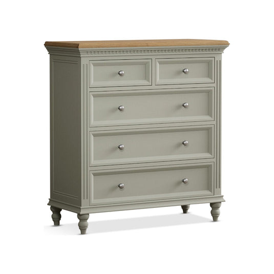 Phillipe Oak and Soft Green Painted 2 Over 3 Chest of Drawers