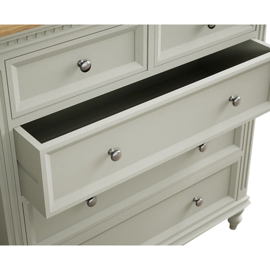 Phillipe Oak and Soft Green Painted 2 Over 3 Chest of Drawers