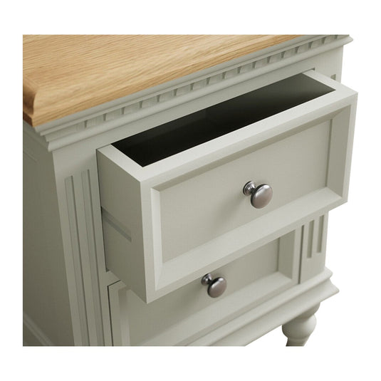 Phillipe Oak and Soft Green Painted 2 Drawer Bedside Chest