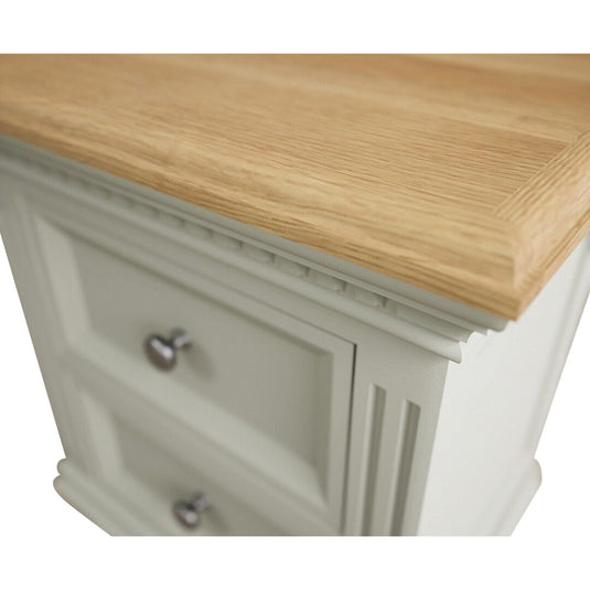 Phillipe Oak and Soft Green Painted 2 Drawer Bedside Chest