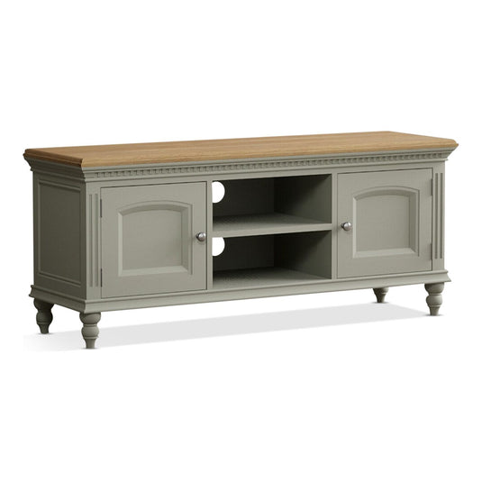 Phillipe Oak and Soft Green Painted Large TV Cabinet
