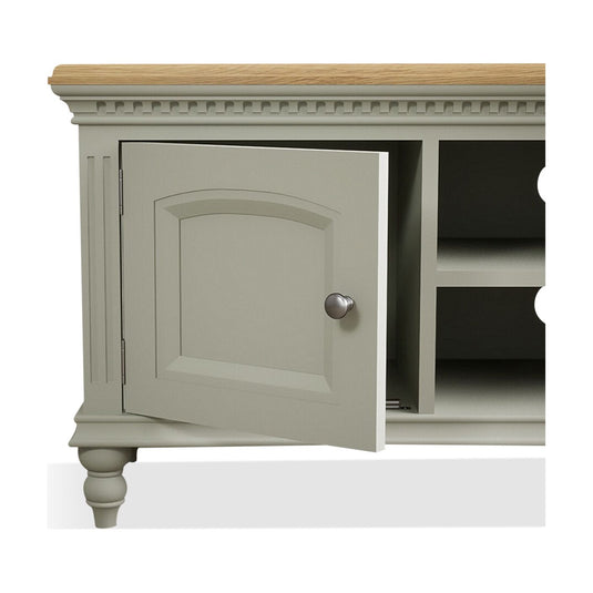Phillipe Oak and Soft Green Painted Large TV Cabinet