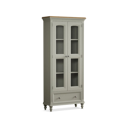 Phillipe Oak and Soft Green Painted Glazed Display Cabinet