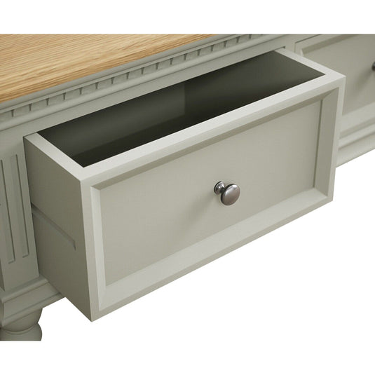 Phillipe Oak and Soft Green Painted 6 Drawer Extra Large Coffee Table