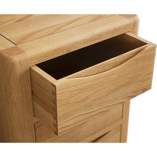 Dereham Solid Oak 5 Drawer Tallboy