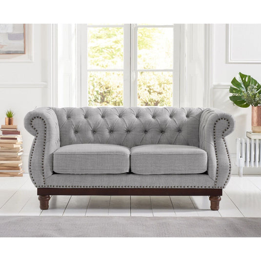 Harrow Chesterfield Grey Linen Fabric 2 Seater Sofa Sofa Harrow