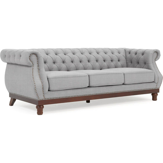 Harrow Chesterfield Grey Linen Fabric 3 Seater Sofa Sofa Harrow