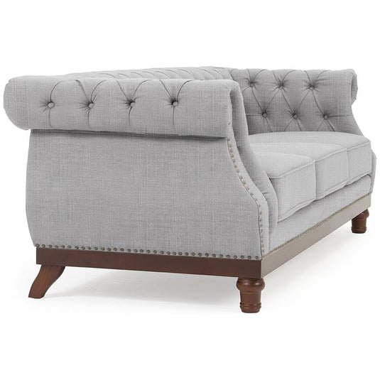 Harrow Chesterfield Grey Linen Fabric 3 Seater Sofa Sofa Harrow