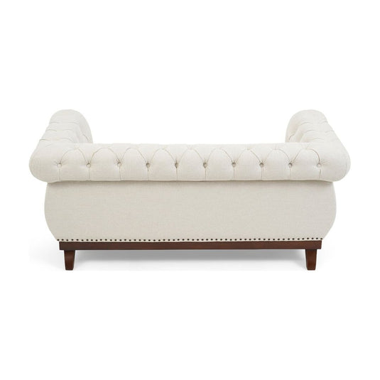 Eton Chesterfield Ivory Linen Fabric 2 Seater Sofa Sofa Eton