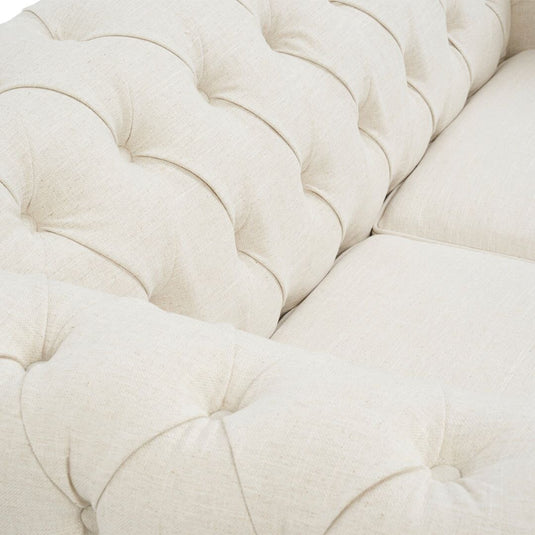 Eton Chesterfield Ivory Linen Fabric 2 Seater Sofa Sofa Eton