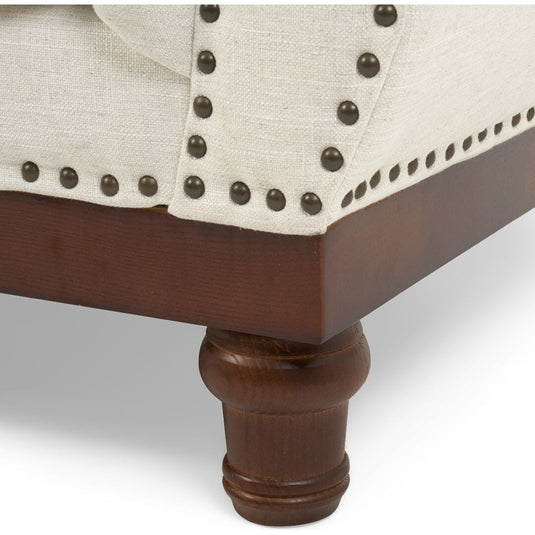 Eton Chesterfield Ivory Linen Fabric 2 Seater Sofa Sofa Eton